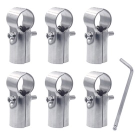 ZHSLDQ 6 Sets of Panel T Clamps,Fine Pipe Connector Pipe Clamps,End Clamps,for "T" Clamps Into Pipe Fence Reinforcement (Applicable OD 1-3/8",32mm,Silver)