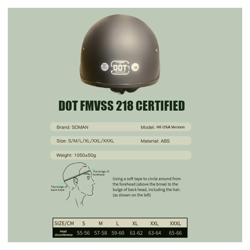 Soman H6 Half Helmet with Harley Compatible 7-Pin Headset Gloss