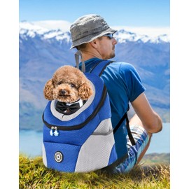 PETCUTE Dog Carrier Backpack, Adjustable Pet Backpack for Small Dogs and Cats, Padded Shoulder Strap, Waterproof Base, Breathable, Pet Front Pocket with Safety Hooks, for Hiking
