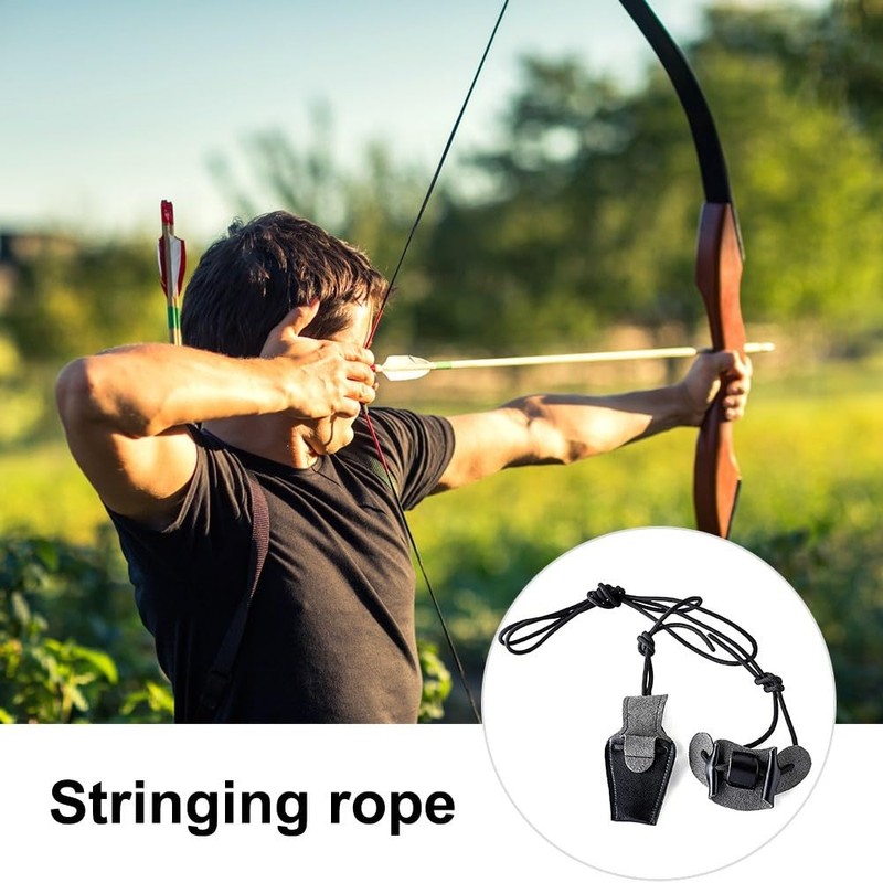 DONGKER Longbow Stringer, Thickened Nylon Recurve Tensioning Cord, Leather Long