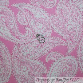 Kanvas Studio BonEful Fabric FQ Cotton Quilt Pink White Paisley Flower Leaf Dot VTG Girl Toile