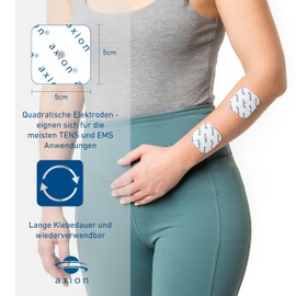 20er Set 5x5 cm Elektroden-Pads - kompatibel mit Compex Muskelstimulationsgeräten | Elektroden-Pads zur Muskelstimulation | Mit 3,75 cm Snap Druckknopf | Zertifiziertes Medizinprodukt von axion