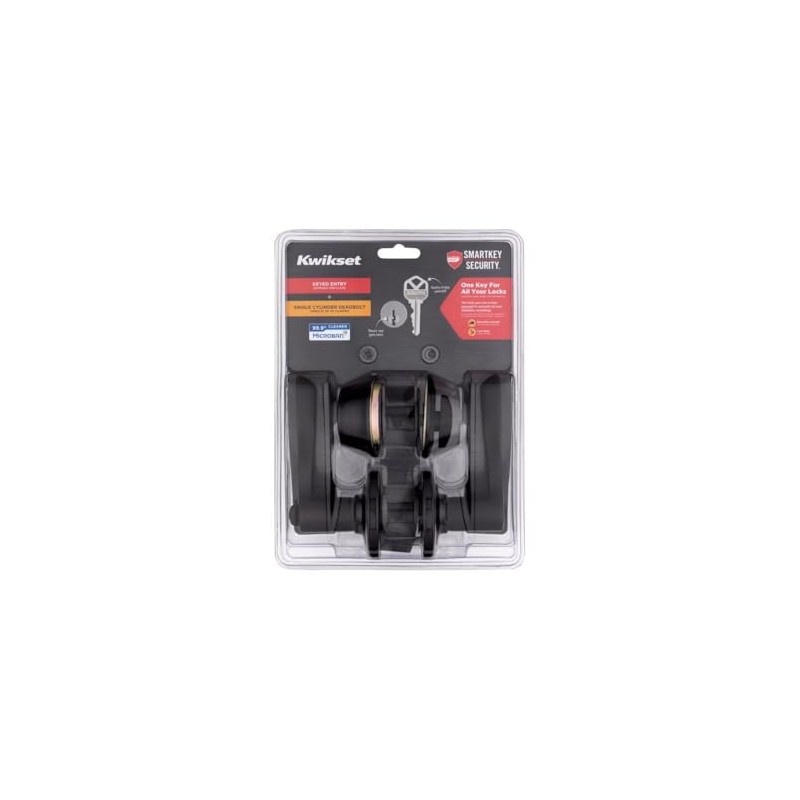Kwikset SmartKey Security Venetian Bronze Lever and Single Cylinder Deadbolt