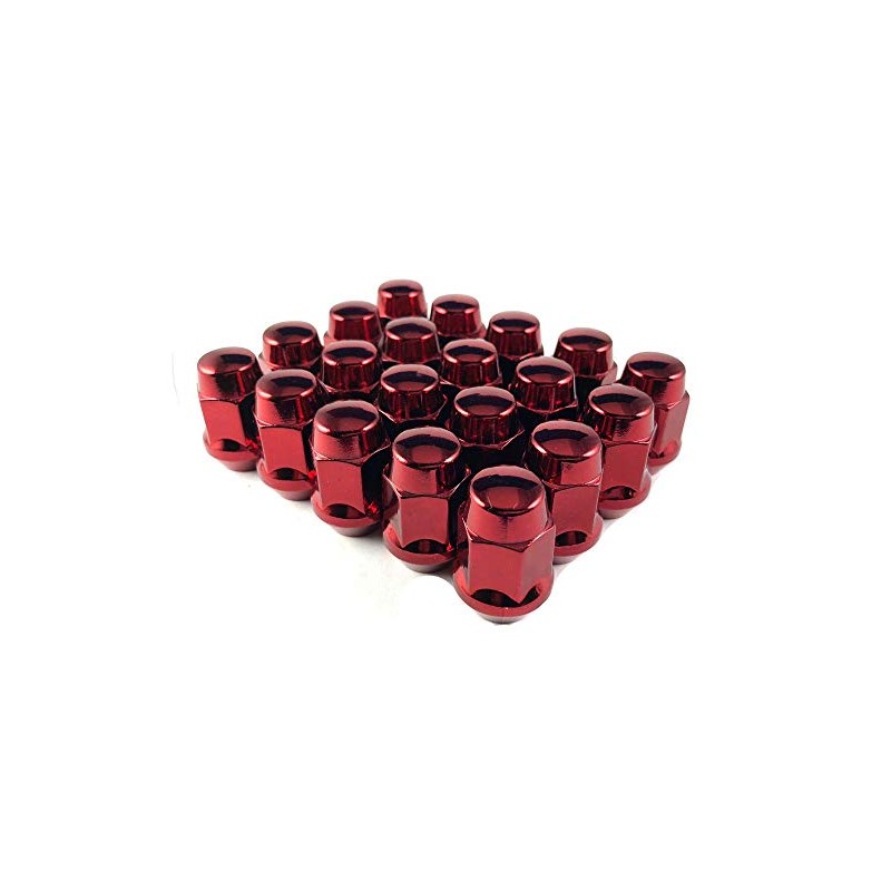 EZAccessory 24 Red Bulge Acorn Lug Nuts 14x1.5 Thread Size