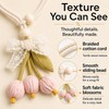 Set of 2 Pink Floral Curtain Tie Ropes with Lace