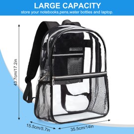 REAWUL Clear Backpack Heavy Duty Large TPU Transparent Backpacks See Through Backpacks for Security Travel,College. (Clear)