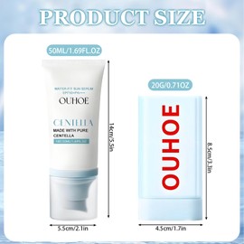 Madagascar Centella Water-Fit Sun Serum 50ml + Cotton Soft Sun Stick 20g,Centella Sunscreen Centella Sunscreen Stick SPF50+ PA++++,Feuchtigkeitsspendend,Nicht Klebrig,Sonnencreme Gesicht - 2 Teilig