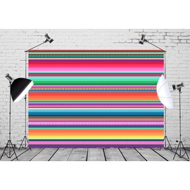 Loccor 7x5ft Fabric Colorful Fiesta Backdrop Striped Serape Background Luau Cinco De Mayo Party 1st Birthday Party Supplies Baby Shower Graduation Decor Mexican Party Banner Photo Booth Studio Props