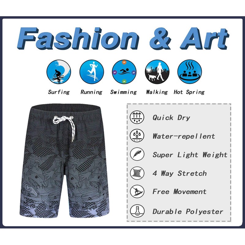 APTRO Men's Swimming Trunks, Long Swimming Shorts, Quick-Drying Board Shorts,