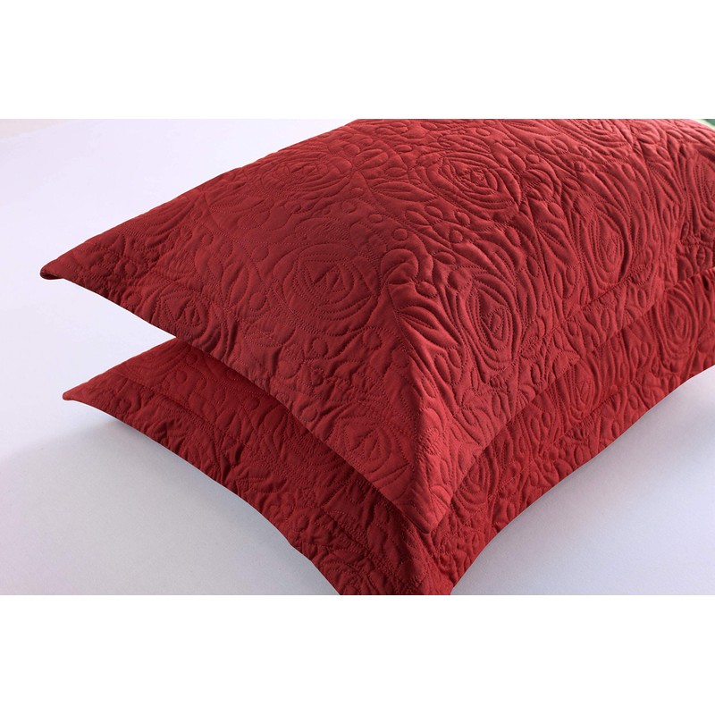 MarCielo 2-Piece Embroidered Pillow Shams, King Decorative Microfiber Pillow Shams