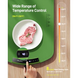 Food Warming Mat for Party - Electric Warming Tray with 8 Temprature Adjustable - Fast Full Surface Heat in 5S, 4 Hours Safe Timer, Easy to Clean with Nano-Material, for Buffet, Dark Green