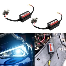 QZTYTY 2PCS H1/H3 Car Canbus Decoder, LED Light Decoder, LED Bulb Anti Flicker Harness Error Code Canceler, Universal Car Accessories Warning Canceller Resistor Adapter for Most Cars (H1/H3)