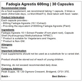 Fadogia Agrestis Extract 600mg - 30 Capsules - Root - Vegan
