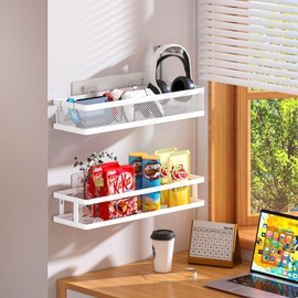 PUSDON Metal Wall Hanging Basket 2 Packs DIY Suitable for Multiple Scenes - Large White Netting