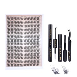BlinLaLune DIY Eyelash Extension Kit,Symmetrical left and right eyes,Multi-layer weaving,strong three-dimensional effect,9-16mm length,140PCS,Individual Lash clusters, with Bond Seal Remover Tweezer