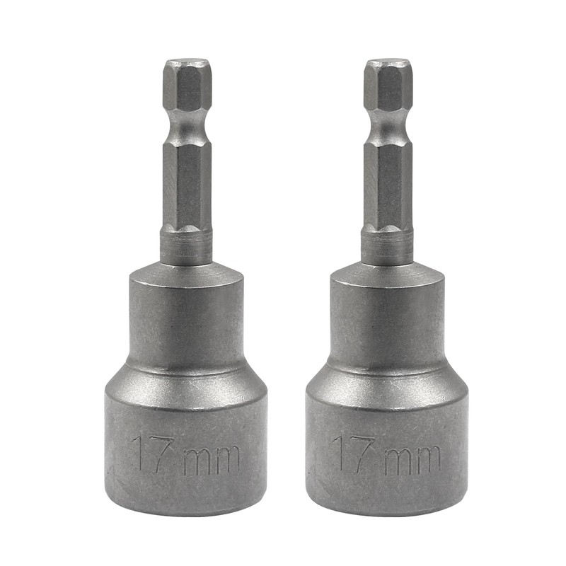 Cjueiom 2pcs 1/4" Quick-Change Hexagon Socket, 17mm Metric Nut Drivers