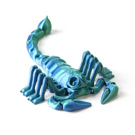 3D Printed Scorpion Toy - Realistic Articulated Scorpion Figure Flexible Joints Eco-Friendly PLA Material Unique 3D Printed Animal Perfect for Collectors & Gifts（Blue Green）