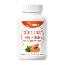LIFEMAX Cúrcuma y Jengibre con Pimienta Negra | Suplemento Premium en Cápsulas Veganas Fácil de Digerir con Ingredientes Naturales