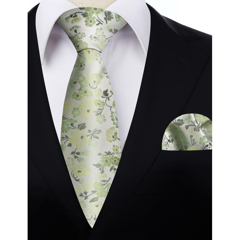 Alizeal Mens Floral Patterned Tie with Pocket Square Stylish Unique