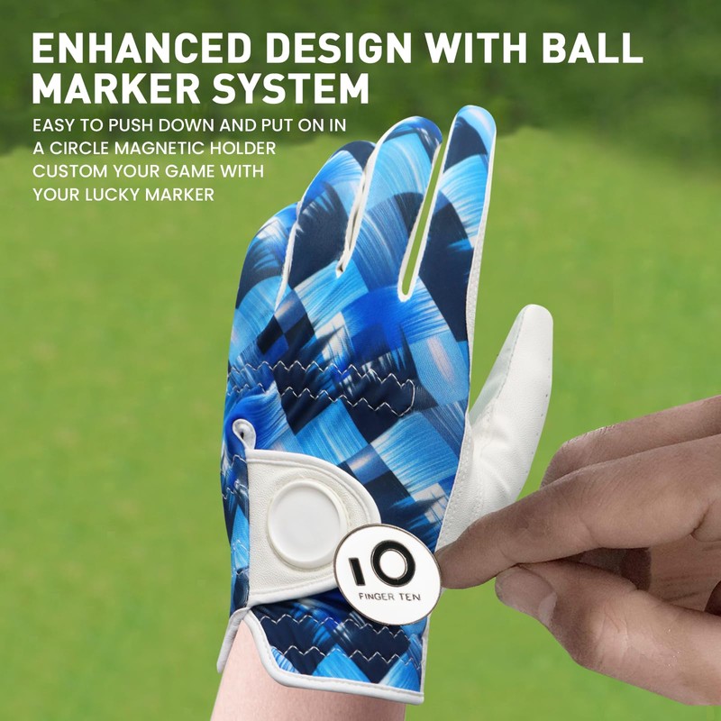 FINGER TEN Men's Golf Gloves Left Right Hand Leather with