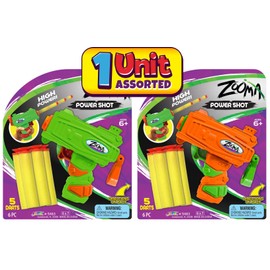Fun-A-Ton Zooma Mini Pistol Dart Gun (1 Toy Gun Assorted) Plus 5 Small Soft Foam Darts Bullets for Kids & Adult, Boys Toys. Blaster Games. Party Favors Birthday Supplies Pinata Filler. 5483-1