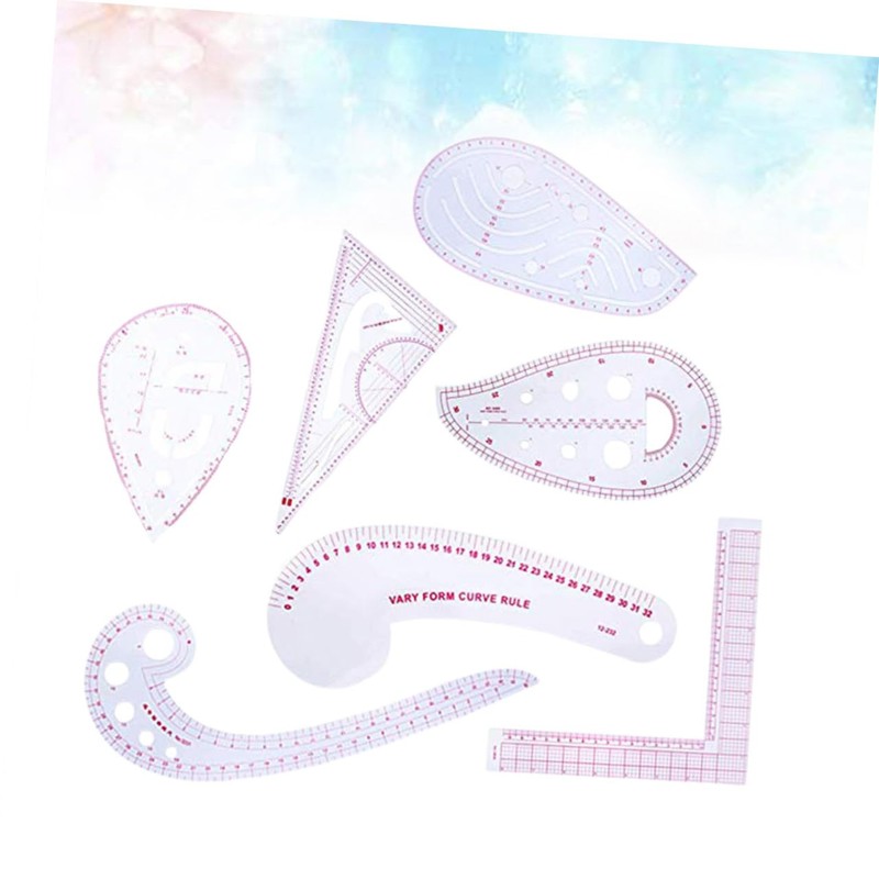 TEHAUX 7 Pcs Multi Functional Sewing Ruler Set Acrylic Measuring
