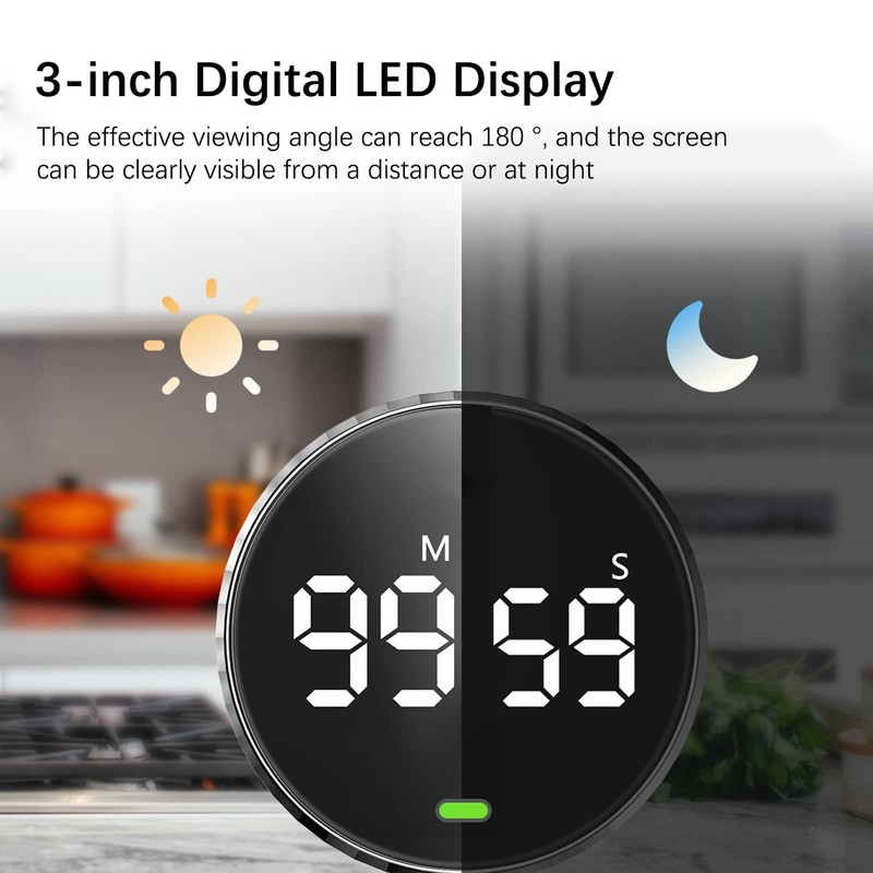 VIPMOON Kitchen Timer Round Timer Magnetic Egg Timer with Large