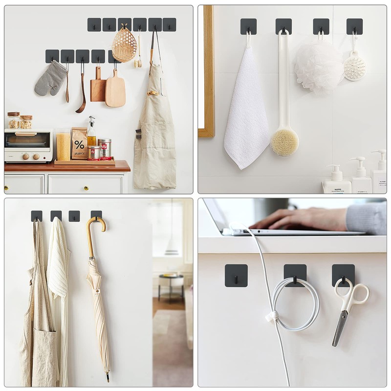 VIS'V Adhesive Hooks, Heavy Duty Shower Wall Stick on Hooks,