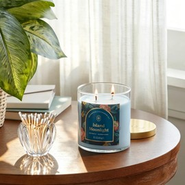 Glass Match Holder with Striker - 4“ Matches in a Jar for Bathroom Candle, or Fireplace - Housewarming Gift for Candle Lover - Flower Style Candle Accessories, Matches Not Included