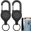 2PCS Retractable Keychain with Thick Steel Cord Heavy Duty Badge