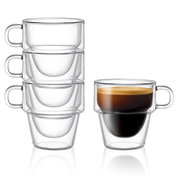 JoyJolt Stoiva Double Wall Insulated Espresso Glass Cups – 5