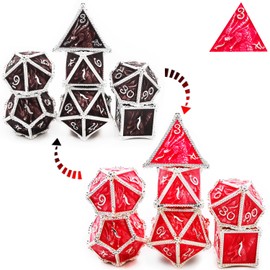 HAOMEJA Color Changing dice Metal Dragons dice DND dice Set D&D dice Set Role Playing dice Apply to Dungeons and Dragons (Black to Red)