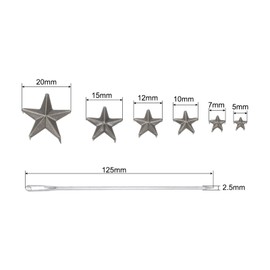 sourcing map 125 Pieces Metal Star Rivets Claw 5-Claw Gunmetal Hand Pressed Punk Rivets Claw Beads Rivets Cap Nail Head with Large Eyelet Needles for Crafts Leather Clothing Bag Shoes