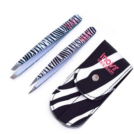 Eyebrow Tweezers Pointed & Slanted Tip - Plucking 2 Pieces Set for Ingrown Hair and Facial Hair - Plucking Chin and Facial Hair and Removing Splinter