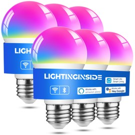 Lightinginside Smart Light Bulbs 6 Pack, Smart Bulb Works with Alexa/Google Home/SmartLife, CRI>90, RGBCW Color Changing Light Bulbs, 60W 2.4G WiFi & BLE A19 E26 LED Bulb, No Hub Required, ETL Listed