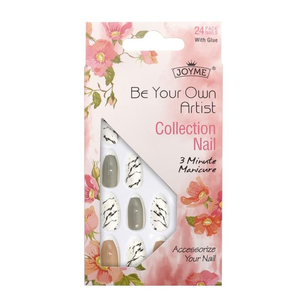 Press-On Nails - Joyme White/Black/Grey/Beige 24pcs