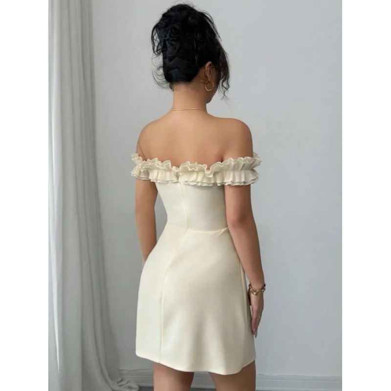 Vestidos De Fiesta Cortos De Encaje Sin Tirantes Para Mujer
