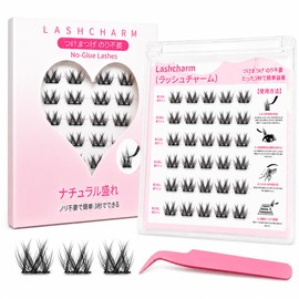 LashCharm Flower Curls Glueless False Eyelashes Bulk Eyelashes Partial False Eyelashes Volume Curl Transparent Terrier Korean Style Natural 3 Bundles Lightweight Easy to Wear Reusable for Beginners