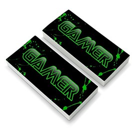 Gamer Paint Splatter Gaming Geek Eraser Set of 2