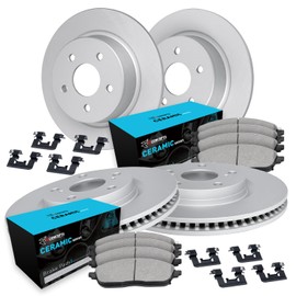 R1 Concepts Front Rear Brakes and Rotors Kit |Front Rear Brake Pads| Brake Rotors and Pads| Ceramic Brake Pads and Rotors |Hardware Kit WDWH2-76072