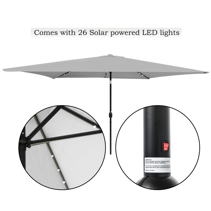 Trademark Innovations Rectangular Solar Powered LED Lighted Patio Umbrella -