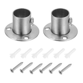 PATIKIL 1.26"Dia Closet Rod Bracket, O Shape Stainless Steel Closet Pole Socket Flange Rod Holder Support for Closet Wardrobe Shower Curtain,2Pack