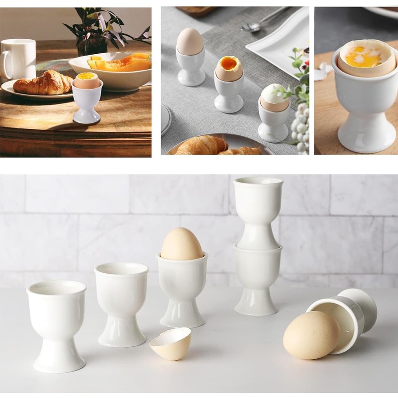 4 Pcs White Plastic Egg Cups, Simple Portable 100ml Egg