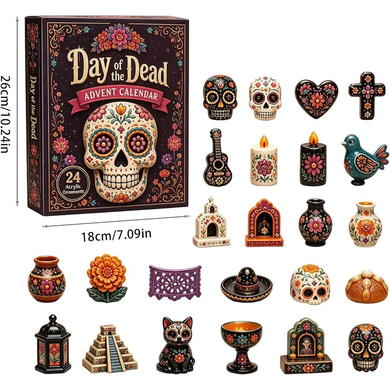 Day of the Dead Skull Advent Calendar 24 Days Ornament