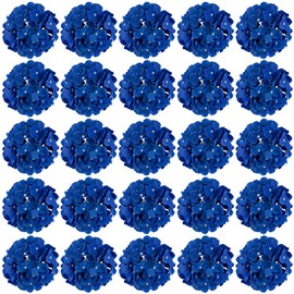 FagusHome 30 Pcs Silk Hydrangea Heads Artificial Flowers Heads and Stems Fake Hydrangea Flowers for Home Wedding Decor (Dark Blue)