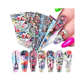 Snake Leopard Tiger Print Animal Nail Foil Transfer Sticker 10Pcs 20X4Cm Xk4122 Nail Wraps Art Stickers Manicure Supplies for Women for Home Nails Full Long Lasting Easy Apply and Remove