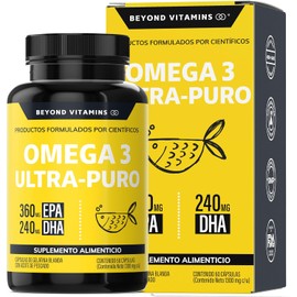 Omega 3 Premium 1000mg Beyond Vitamins | Aceite de Pescado como Triglicérido (TG) | Alta Pureza y Concentración | Suplemento Alimenticio con Certificados Internacionales | 60 Cápsulas Blandas