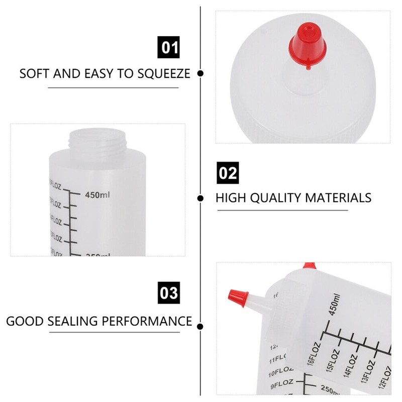 6pcs 250/450ML Sauce Bottle Squeeze Crafts Bottle Condiment Dispenser (250ml