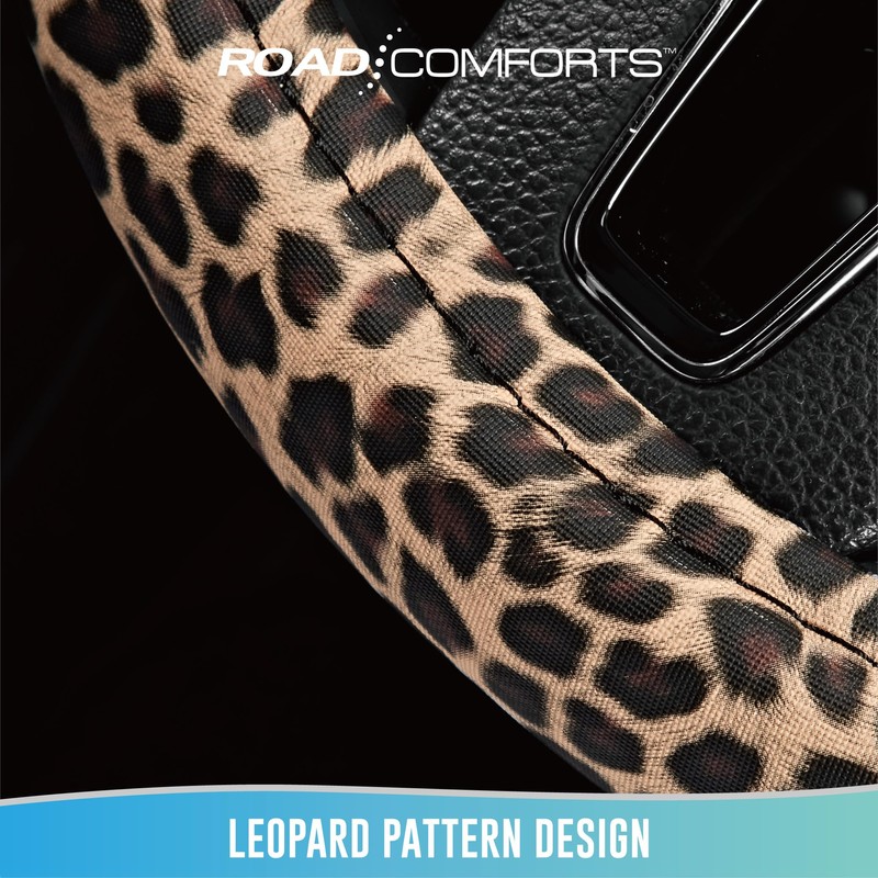 Road Comforts Leopard Steering Wheel Cover - Made with PVC