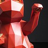 Fortune Cat Figurine Geometry Style Eco Friendly Resin Bright Red